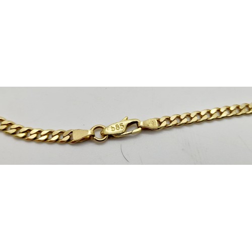 30 - A 14 K yellow gold curb chain. Length: 52 cm, weight: 16.5 g.