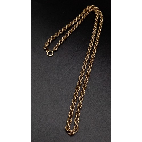 18 - A Vintage 9K Yellow Gold Rope Twist Necklace. 44cm. 6g.