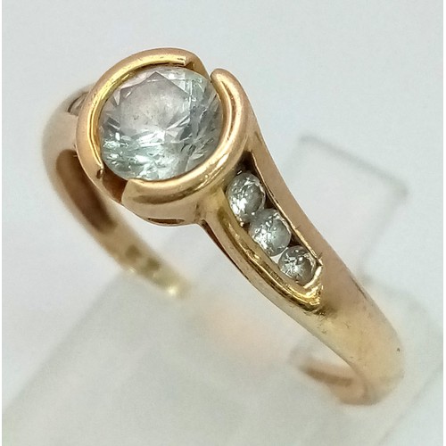 775 - A 9K Yellow Gold White Stone Ring. Size P. 2.11g total weight.