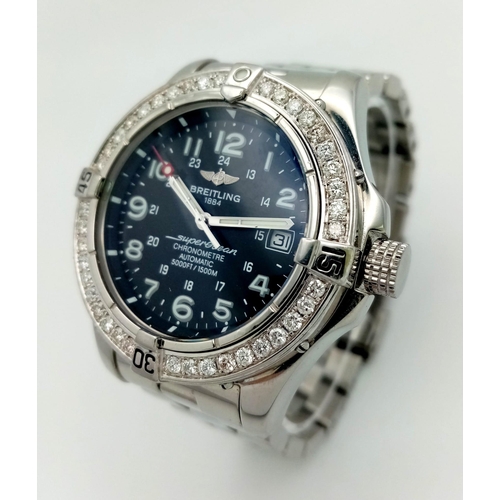 136 - A Breitling SuperOcean Chronometer Automatic Gents Watch.
Stainless steel strap and case - 42mm. Dia... 