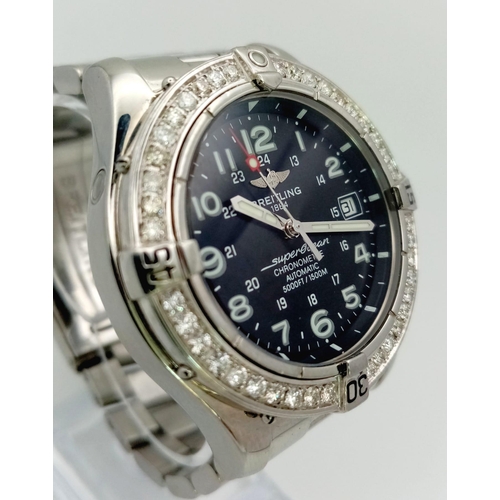 136 - A Breitling SuperOcean Chronometer Automatic Gents Watch.
Stainless steel strap and case - 42mm. Dia... 