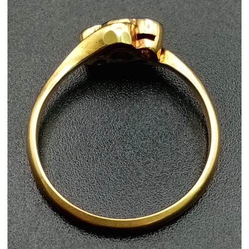 323 - A Vintage 18K Yellow Gold and Platinum Diamond Ring. Size K. 2.11g total weight.