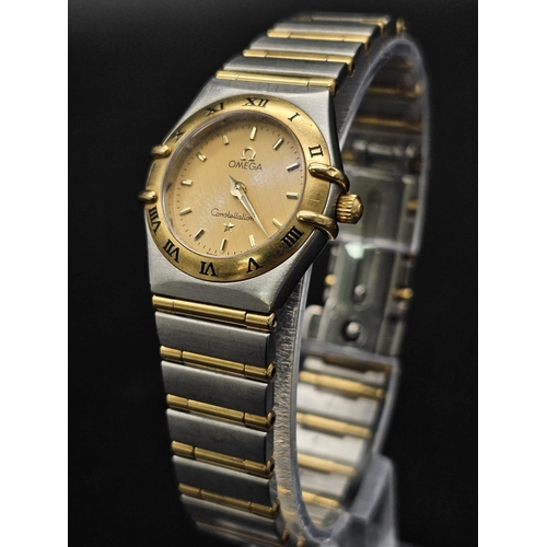 372 - An Omega 9K gold and Stainless Steel Constellation Ladies Watch. Bi-metal (gold and steel) bracelet ... 