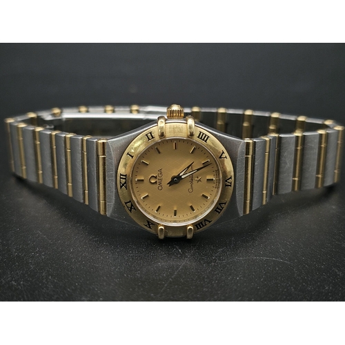 372 - An Omega 9K gold and Stainless Steel Constellation Ladies Watch. Bi-metal (gold and steel) bracelet ... 