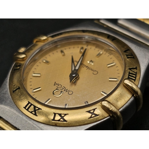 372 - An Omega 9K gold and Stainless Steel Constellation Ladies Watch. Bi-metal (gold and steel) bracelet ... 