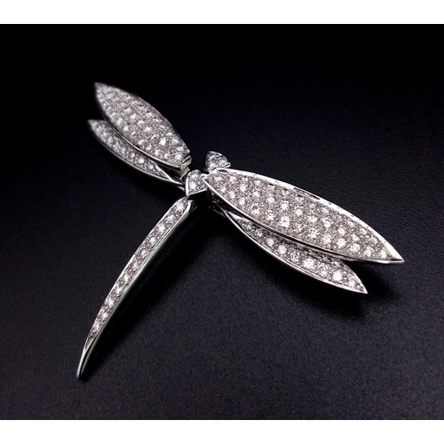 50 - A Wonderfully Crafted 18K White Gold Dragonfly Brooch. Approximately 3.5ct of diamonds. 5.5cm wingsp... 