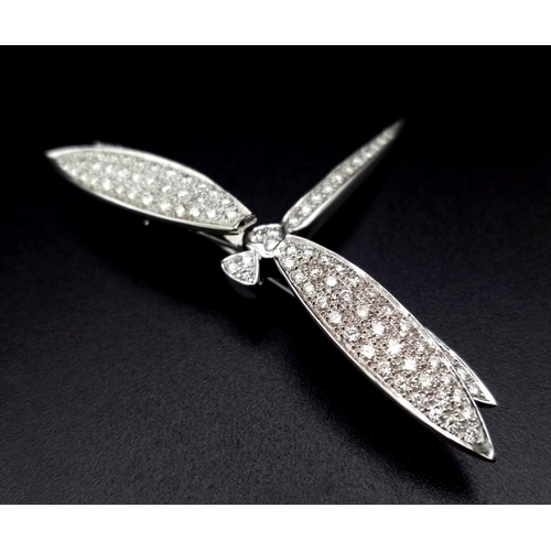 50 - A Wonderfully Crafted 18K White Gold Dragonfly Brooch. Approximately 3.5ct of diamonds. 5.5cm wingsp... 