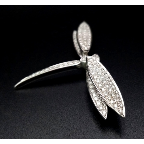 50 - A Wonderfully Crafted 18K White Gold Dragonfly Brooch. Approximately 3.5ct of diamonds. 5.5cm wingsp... 