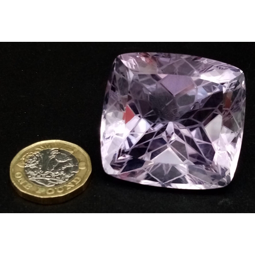 70 - A 243.05ct Rare Size African Amethyst - Square Cushion Fancy Cut Gemstone. Comes with a GFCO Switzer... 