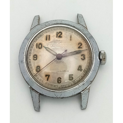 431 - A Vintage Orator of Switzerland Watch. No strap. Stainless steel case - 32mm. Dial is discoloured. I... 