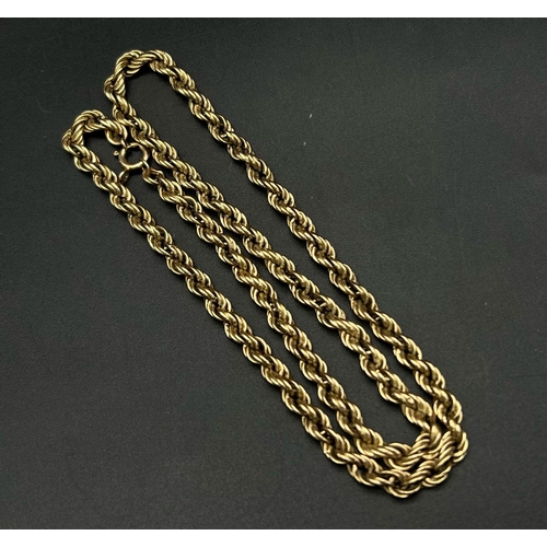 65 - A Vintage 9K Yellow Gold Rope Necklace. 46cm. 8.53g.