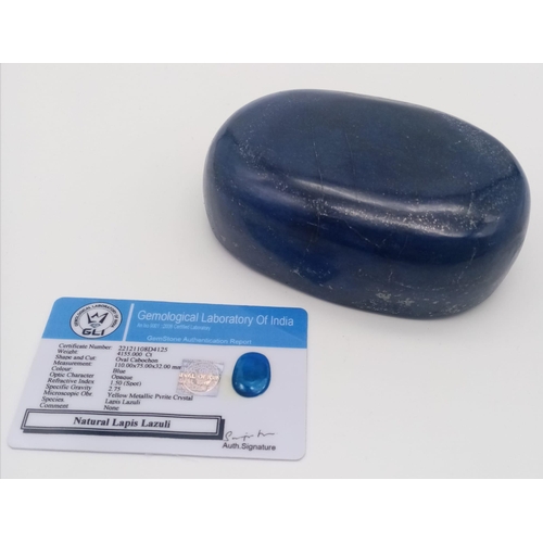 344 - A Goliath 4155ct Oval Shape Lapis Lazuli Gemstone. GLI Certified. This is a colour-enhanced gemstone... 