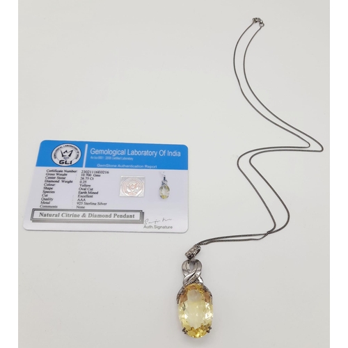 795 - A 2.55ct White Moissanite Pendant set in 925 Silver. Comes with a GLI certificate and disappearing s... 