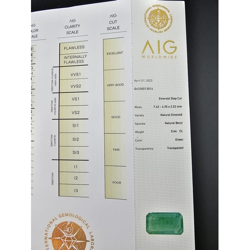 955 - A 0.64ct Zambian Oval Emerald Gemstone in a Sealed Blister Pack. AIG Milan Certified - Near eye Clea... 