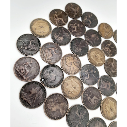 975 - A Small Collection of 39 Farthing Coins - Mostly late 1800s.
Different grades - please see photos.