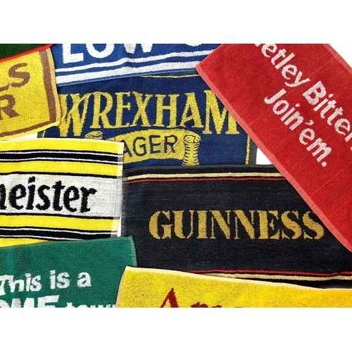 940 - A Selection of Ten Vintage Pub Beer Towels - Includes: Guinness, Wrexham Lager and Hoffmeister!