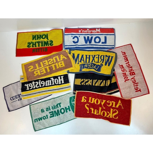 940 - A Selection of Ten Vintage Pub Beer Towels - Includes: Guinness, Wrexham Lager and Hoffmeister!