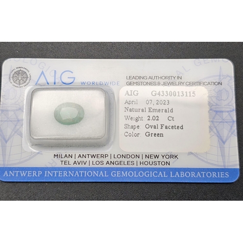 1262 - A 2.02ct Zambian Emerald Gemstone in a Sealed Blister Pack. AIG Milan Certified.