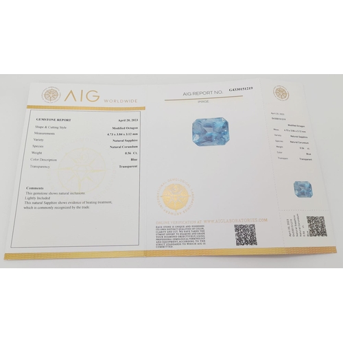 505 - An 0.56ct Eye Clean Blue Sapphire Gemstone in a Sealed Blister Pack. AIG Milan Certified.