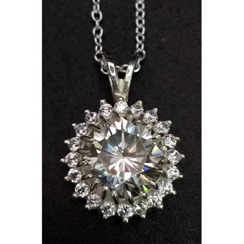 688 - A 2.55ct White Moissanite Pendant set in 925 Silver. Comes with a GLI certificate and disappearing s... 