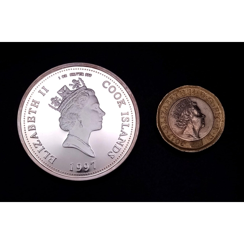 724 - A 999 Silver Cook Islands Proof One Dollar Coin - Commemorating  the death of Princess Diana. Comes ... 