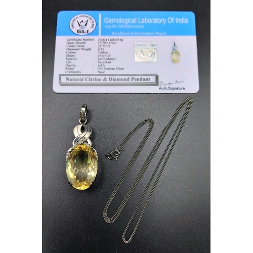 795 - A 2.55ct White Moissanite Pendant set in 925 Silver. Comes with a GLI certificate and disappearing s... 