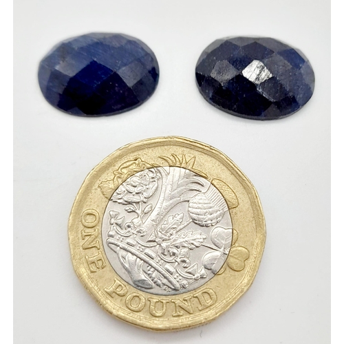 1156 - A 19.20ct of 2pcs of Natural Faceted Blue Sapphire, in an Oval mix cut shape. Comes with a GLI certi... 