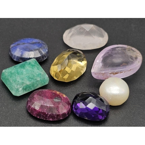 929 - A 105.35ct of Natural Multi Stones Lot. To include 8 pcs of Faceted Citrine, Emerald, Ruby, Cabochon... 