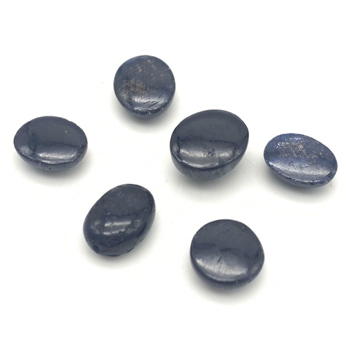 471 - A 37ct of 6pcs Blue Sapphire gemstones, in Oval Cabochon Shapes.