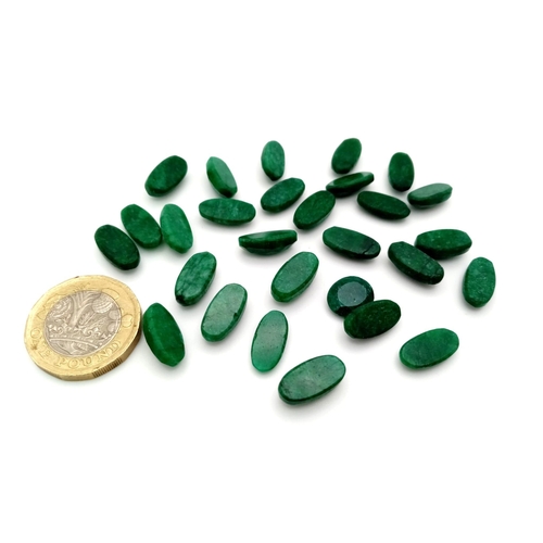 548 - A 97.40ct of Faceted Emerald Lot, in an Oval Shapes cut. The Lot include 28 pcs of gemstones.