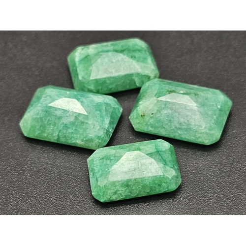 555 - A 39.95ct of 4pcs Faceted Emerald gemstones, in Rectangular Shapes