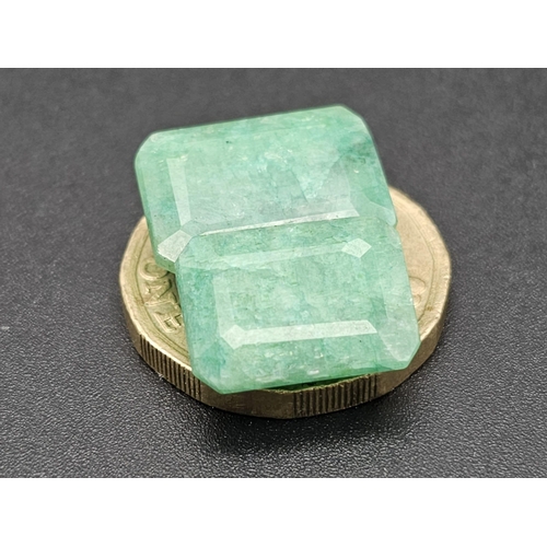 555 - A 39.95ct of 4pcs Faceted Emerald gemstones, in Rectangular Shapes