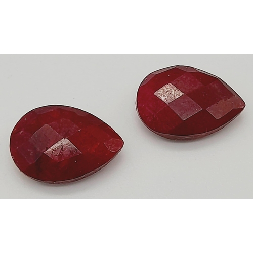 829 - A Pair of 13.25ct of Faceted Natural Ruby, in Pear Shapes. Comes with a GLI Certificate.