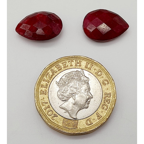 829 - A Pair of 13.25ct of Faceted Natural Ruby, in Pear Shapes. Comes with a GLI Certificate.