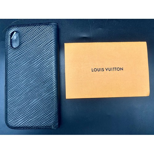 1164 - A Louis Vuitton Black Phone-Case. 16 x 8cm. Ref: 12324