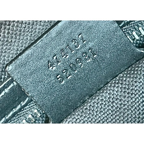 375 - A Gucci GG Black Medium Messenger Bag. Black/Grey supreme monogram canvas. Blue and red web strap. P... 