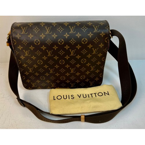 122 - A Louis Vuitton Large Flap Shoulder Bag and Dust Cover. LV monogram canvas. Gold-tone hardware. Thic... 