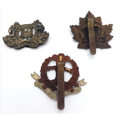 1031 - Three Original Vintage Military Badges: Canada General Service, The Suffolk Regiment (no pin) and Th... 