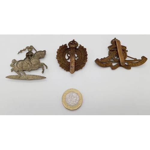 1079 - Three Original Vintage Military Badges: Royal Engineers, Fife and Forfar Yeomanry Regiment and Royal... 