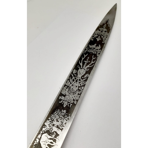 158 - 3rd Reich Hunting Association Dagger Etched Blade Weyerberg.