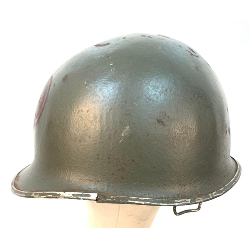 200 - WW2 US 27th Infantry Division Swivel Bale M1 Helmet.