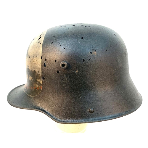 250 - WW1 German M16 Stalhelhm Helmet. Found on the Western Front with post war memorial painting.