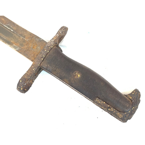 341 - WW2 Pacific Relic USMC 16” Bayonet Dated 1942. Maker: U. FH found on the Island of Saipan.