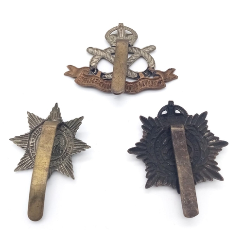 716 - Three Original Vintage Military Badges: WW1 Army Service, South Staffordshire Regiment and Middlesex... 