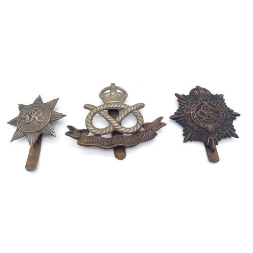 716 - Three Original Vintage Military Badges: WW1 Army Service, South Staffordshire Regiment and Middlesex... 