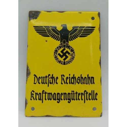 799 - WW2 German Enamel Sign “German Railway Motor Vehicle Goods Department”.