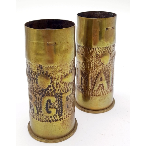 850 - INERT WW1 German Pair of Trench Art 37mm Shell Cases. No International Shipping is available on this... 