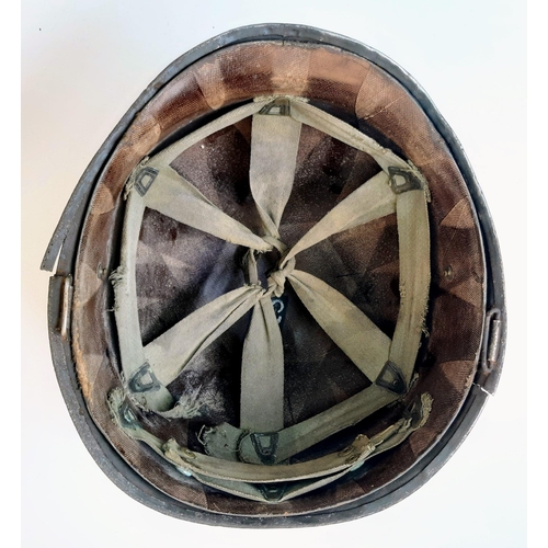 109 - WW2 US Swivel Bale Front Seam Medics Helmet and Liner.