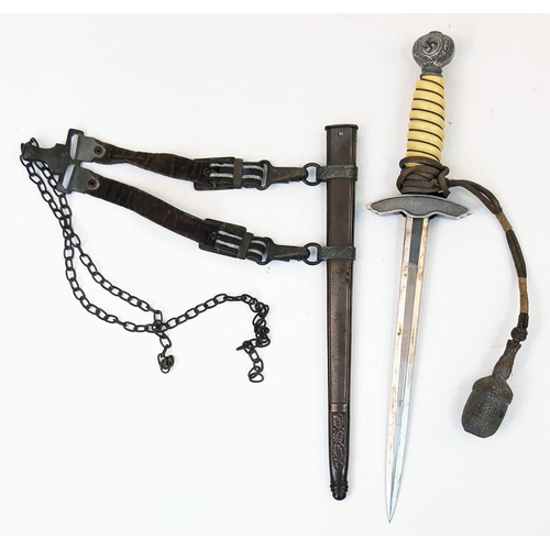 1375 - A 2nd Pattern WW2 Era Luftwaffe Officer Dagger with Scabbard. Pommel and hanging attachments - with ... 