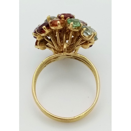 284 - 18k yellow gold multi stone set ring. 4mm stones, Total Weight 6.3g, size M